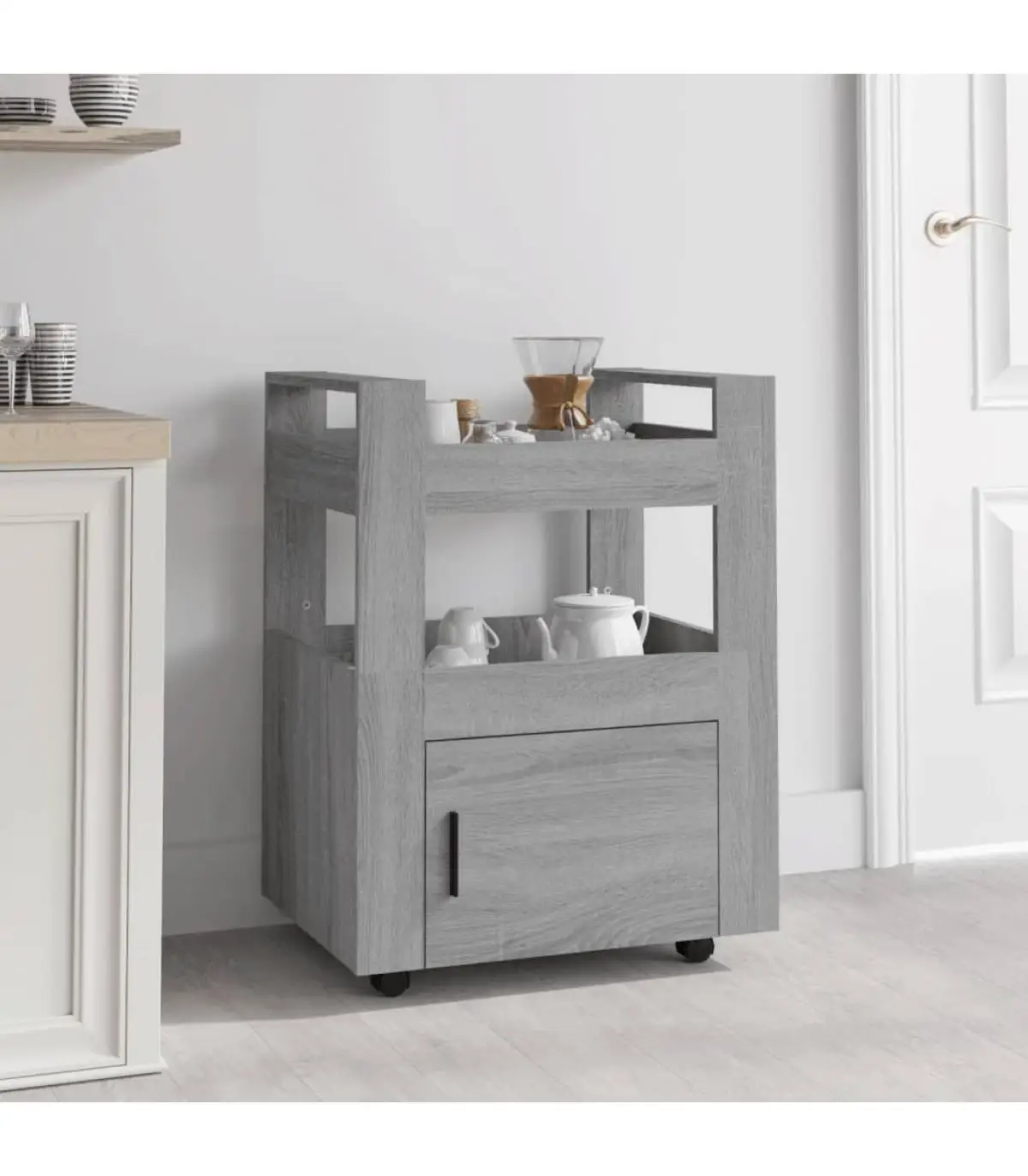 Kitchen and dining carts kitchen trolley plywood gray Sonoma 60x45x80 cm