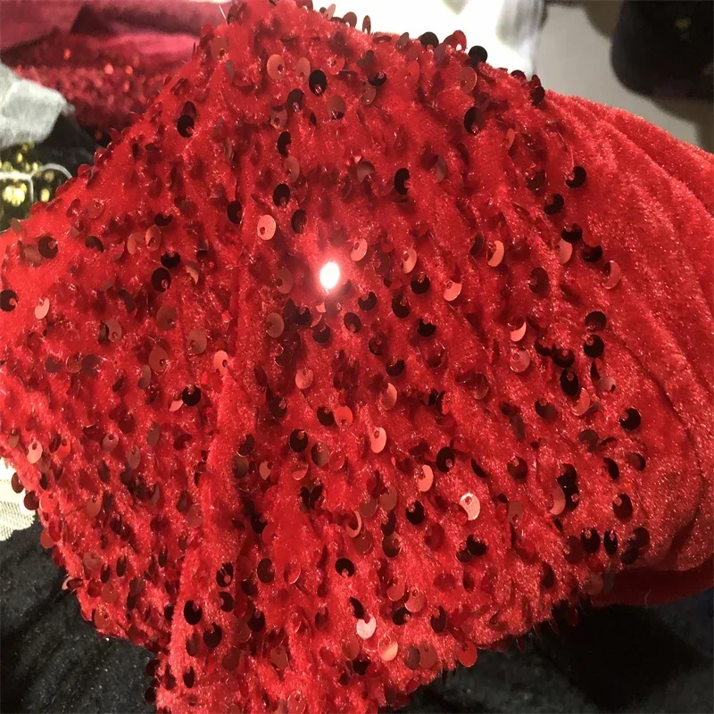 DIY High-Density Sequins Fabrics 5MM Sequin Velvet Bottom Embroidery Fabric For Dress And Other Important Occasions Wide:125CM