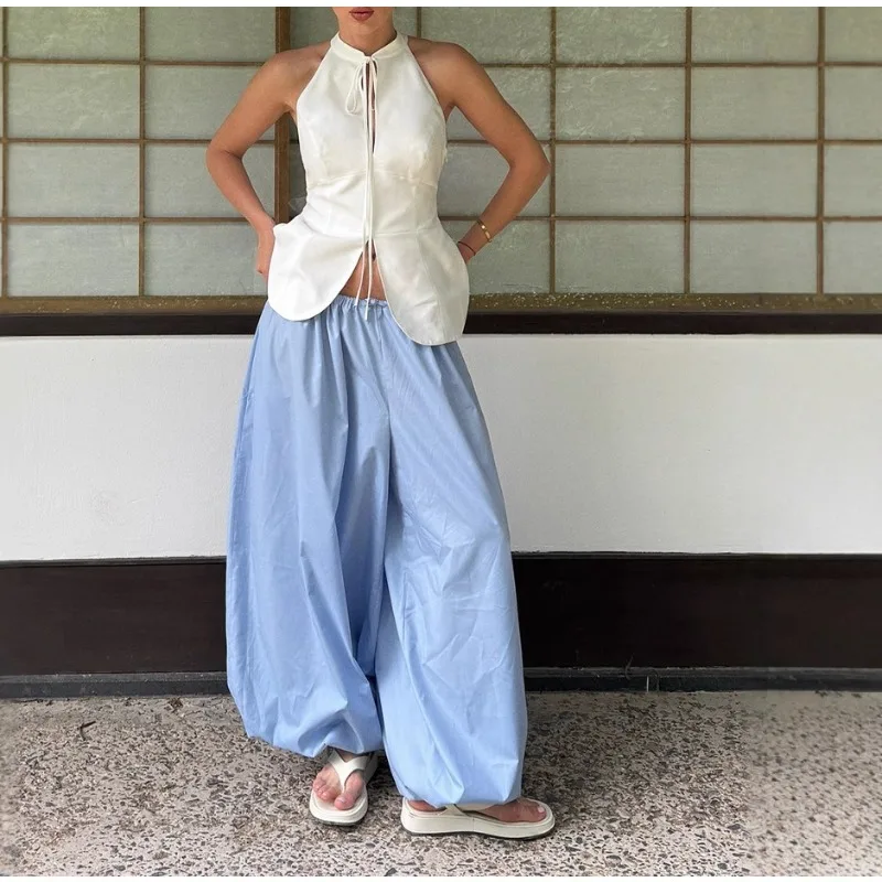 

2025 Fall/Winter New High-End Cotton Bloomers Casual Lazy Wide-leg Pants Loose Bloomers Women