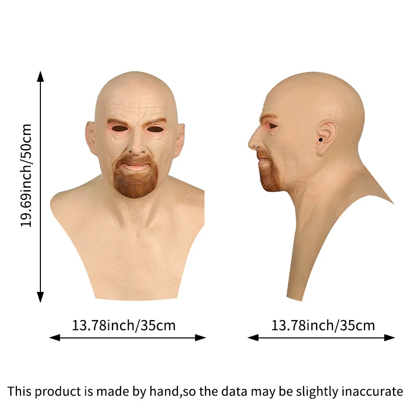 Latex-Kopfmaske Realistische Alter-Mann-Gesichtsmaske Cosplay Halloween-Party-Maske – Detail 5