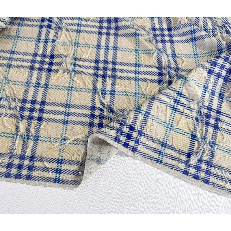 

Plaid Tattered Knitted Artificial Cotton Fabric for Creative Handmade DIY Skirt Clothing Design Fabrics By The Yard Sewing Cloth