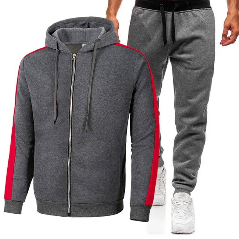 Autumn Winter Discovery Men Suit New Brand Sports Printed Hoodie Sets Male Luxury Fleece Zip Casual Designer Sportswear Suits