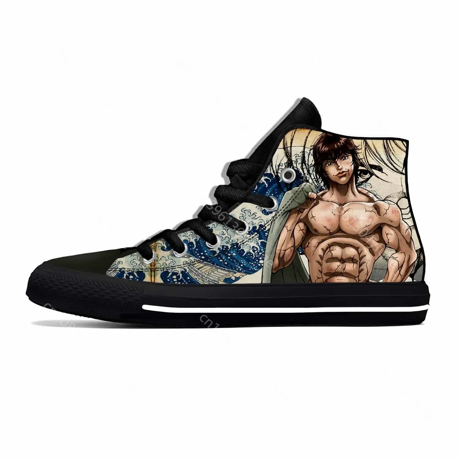 Anime Manga Cartoon Baki The Grappler Hanma Baki Hot Casual Shoes High Top Lightweight Breathable Board Shoes Men Women Sneakers