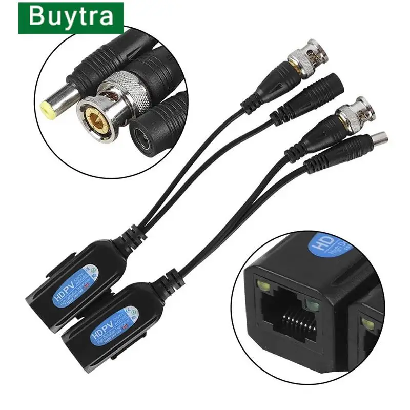 DC-8MHZ Passive CCTV Coax BNC Video Power Balun Transceiver to RJ45 Connector 1 Pair