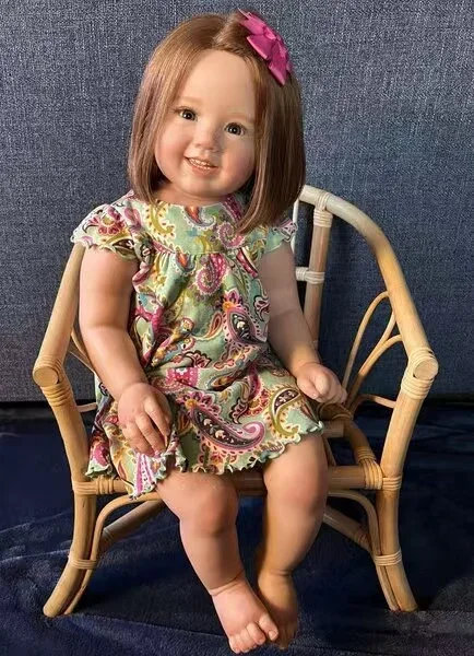 SINO-BB Fornecimento limitado personalizado 28 polegadas Reborn Baby Cammi com cabelo enraizado à mão já acabado boneca menina com vestido diferente