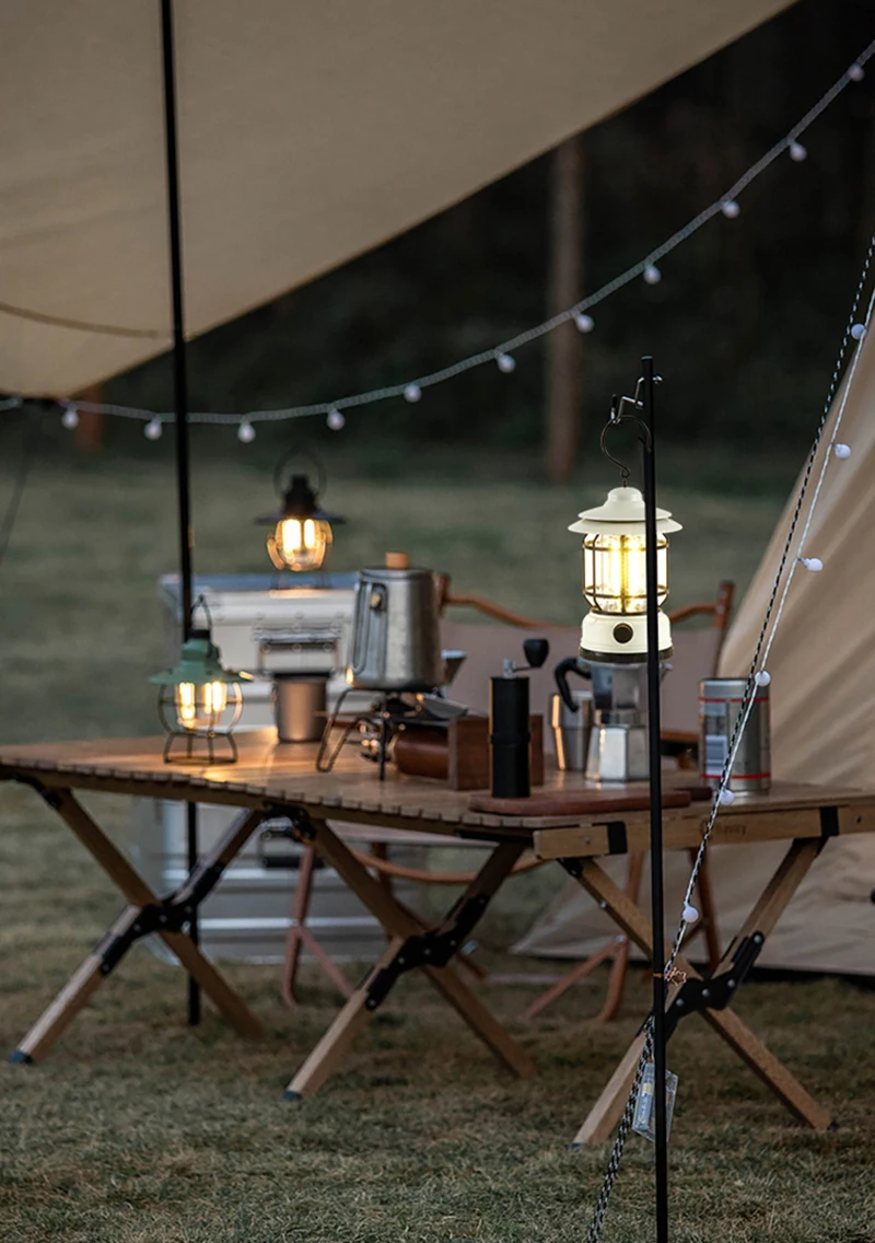 Portatile multifunzionale luce ricaricabile o batteria Retro dimmerabile tenda da campeggio torcia da viaggio illuminazione esterna nuovo
