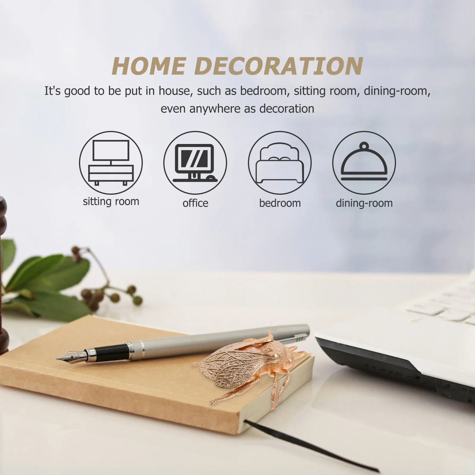 

Small Plastic Bee Cicada Decoration Insect Statue Sculpture Desktop Tea Pet Home Sand Table Decor Accessories Golden Realistic