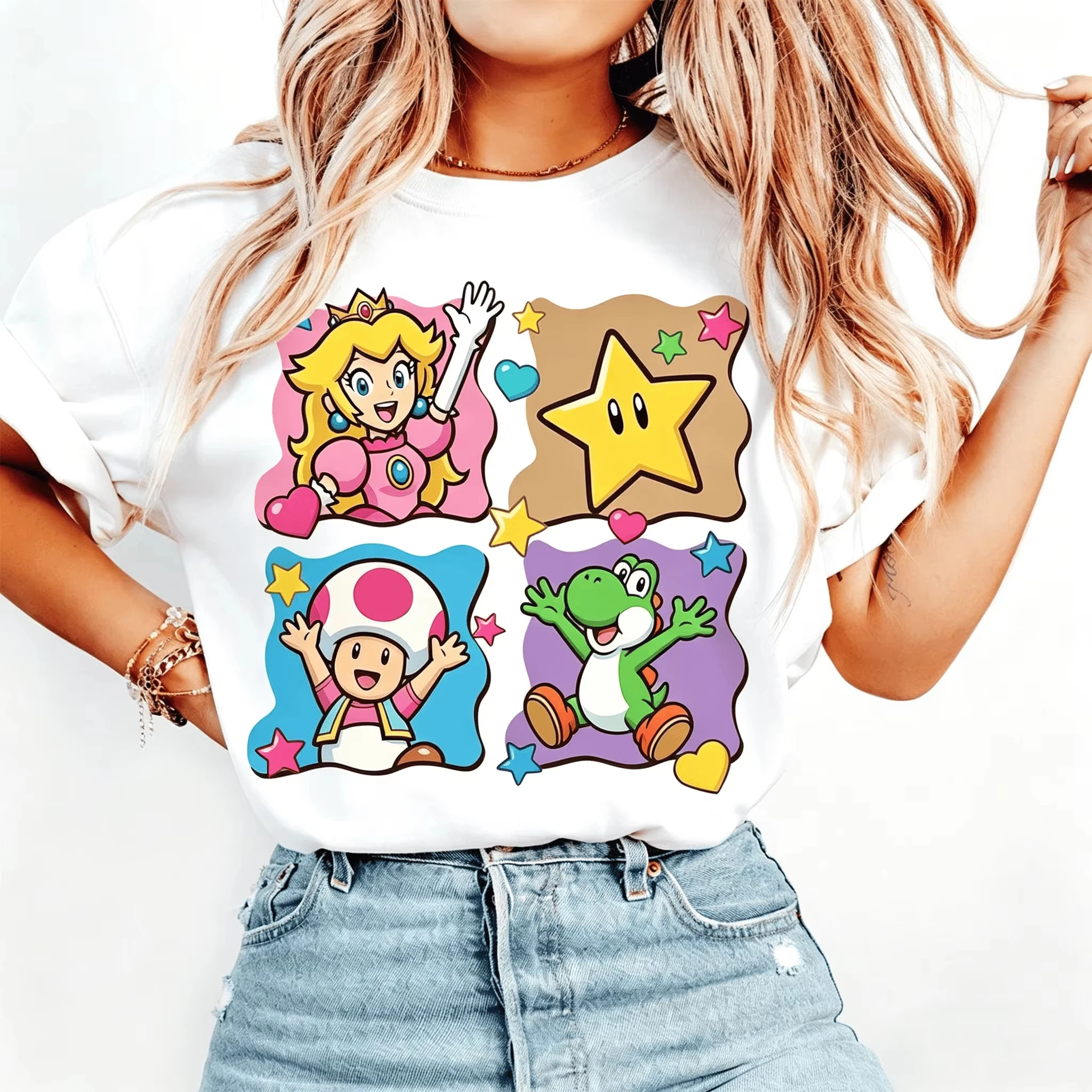 Camiseta de Verano 2026 The Princess Peach Trip, Nueva Camiseta de Verano 2026 para Hombre y Mujer, Estilo Y2K Hip-hop, de Algodón, Talla Grande