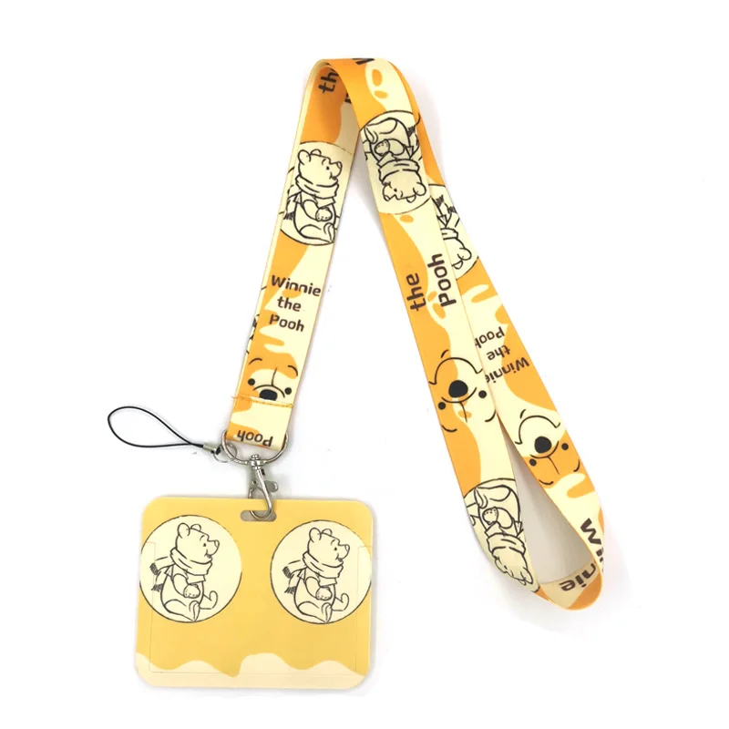 Pooh Bear Winnie Key lanyard Car KeyChain ID Card Pass Gym Mobile Phone Badge Kids Key Ring Holder Jewelry Decorations