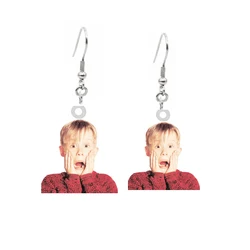 New Home Alone Acrylic Earring For Women Christmas Boy Children Acrylic Charm Drop Earrings Jewelry For Cute Girls Gift