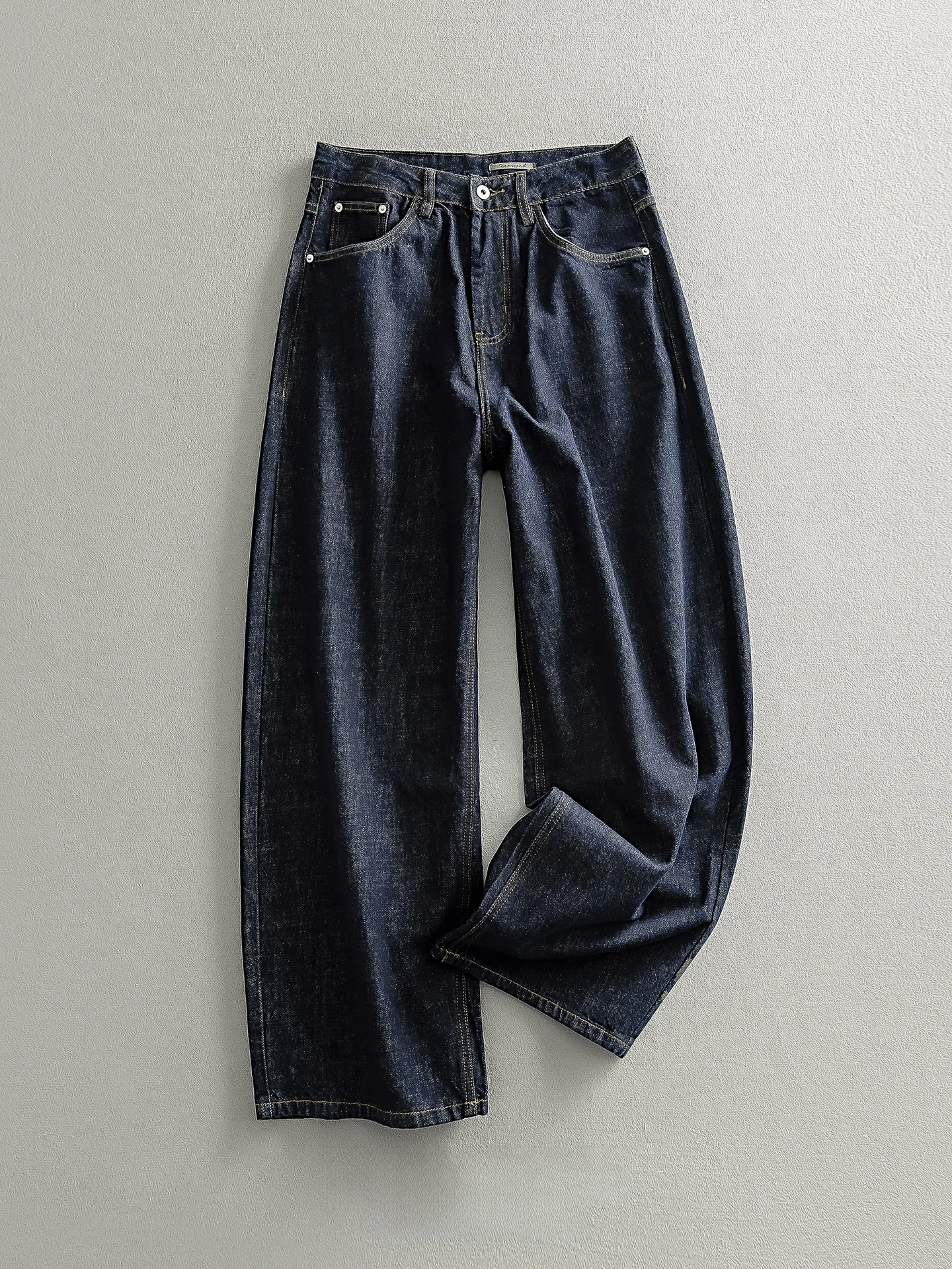 Calças Jeans Retrô de Algodão Puro Lavado com Perna Larga, Soltas e Retas, Casuais, Unissex, Modernas, Confortáveis, Respiráv...