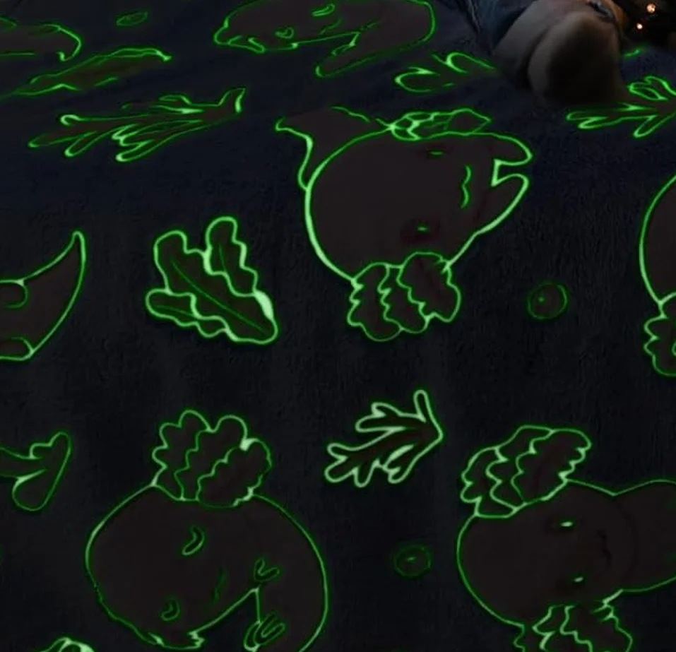 50*60 inches luminous creatures and toys pattern glow in dark throw blanket Gift for Girls Boys