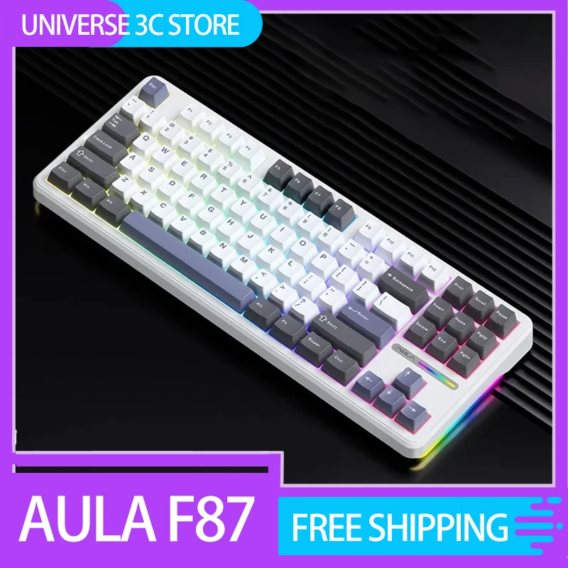 

Aula F87 Pro Mechanical Keyboard 2.4g/Usb/Bluetooth Tri Mode Customized Keyboard 87 Key Hotswap Rgb Pbt Gaming Keyboard For Pc