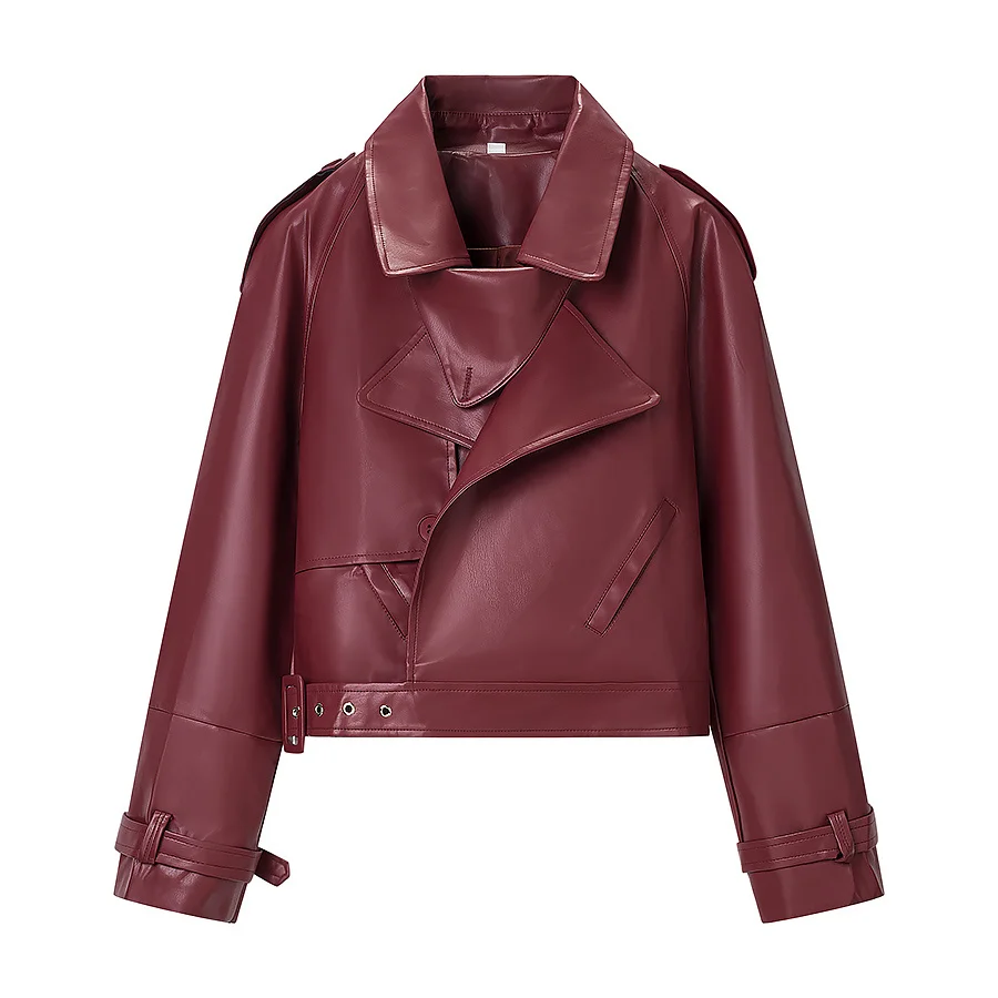 JNLEAOG Cappotto da motociclista Faionable da donna Autunno New Sle Versatile di fascia alta in poliestere per donna