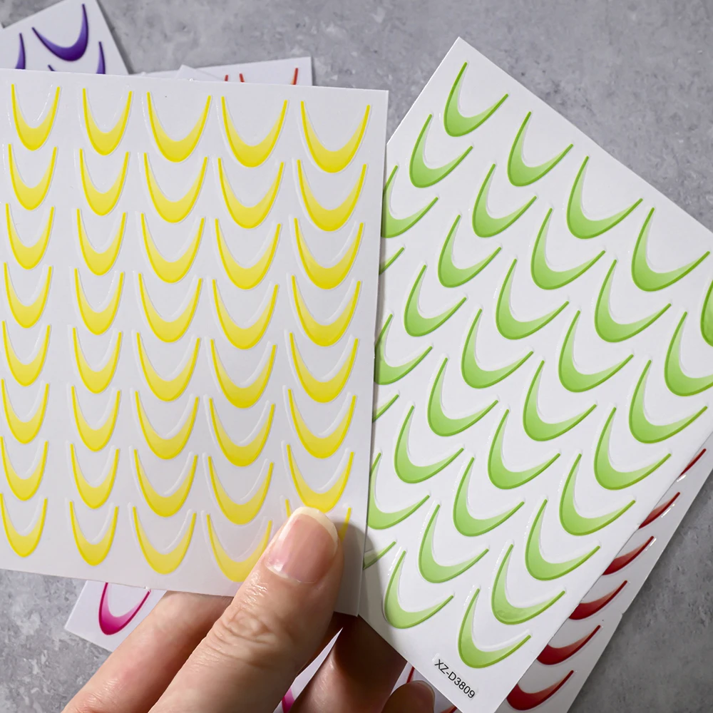 9Pcs Gradient French Lines Nail Stickers Set Blooming Stripe/Wave Line Self-Adhesive Nail Decals DIY Ombre Manicure Decorations