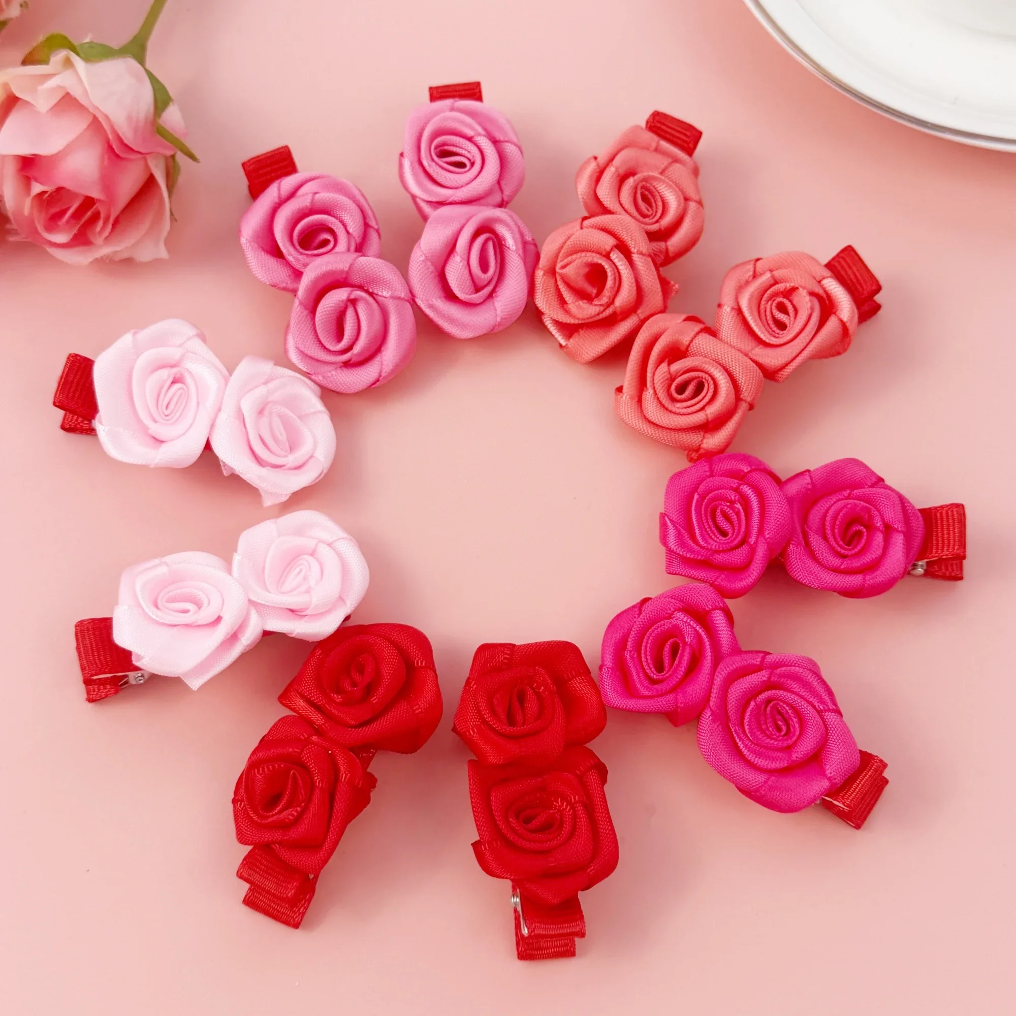 10 Stück Mädchen Blumen Haarspangen Valentinstag Blumen Blumen Haarspangen Clips Band Haarspange Kinder Mädchen Haarschmuck