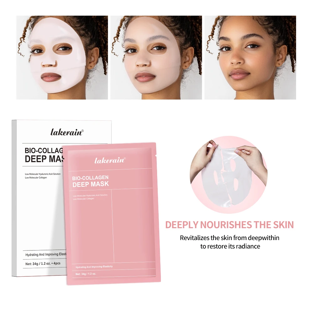 Bio-Collagen Real Deep Mask Supplement Collagen Pore Minimizing Firming Hydrating Overnight Hydrogel Mask Brighten Skin Skincare