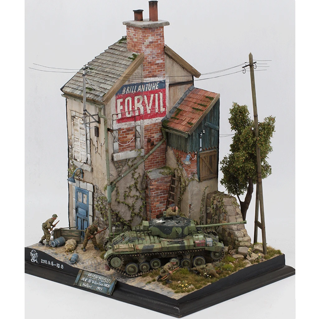 

1/35 Simulation Wooden Ruin House Model Building Table Scenery Layout