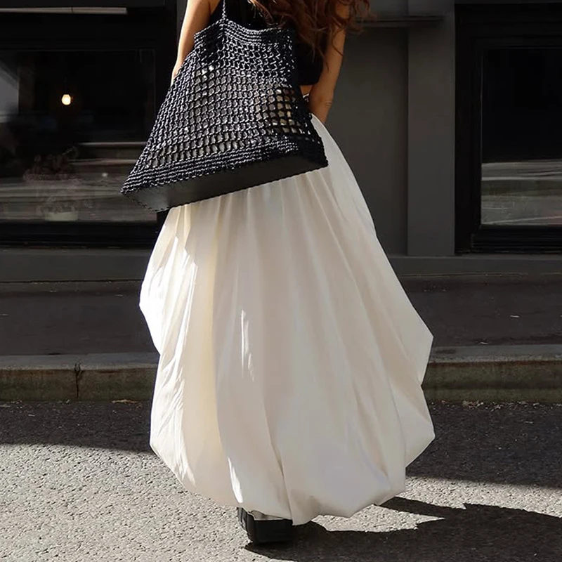 Tornova Casual Weiß Unregelmäßigen Knospe Rock Für Frauen Streetwear Fashion Reine Baumwolle Lange Röcke 2026 Sommer Neue Lose Weibliche Rock