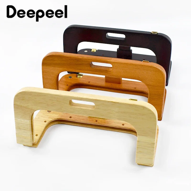 1Pc 20*9cm Fashion Solid Wooden Bags Handle Wood Turn Twist Lock Purse Frames DIY Hangbags Wallet Sewing Bracket Accessories