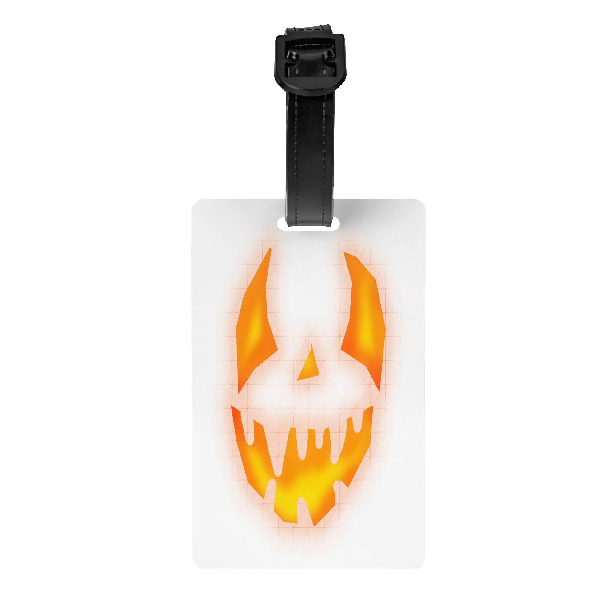 Halloween Pumpkin Face Luggage Tag Durable PVC Travel ID Label with Removable Strap for Suitcase Bag Identification