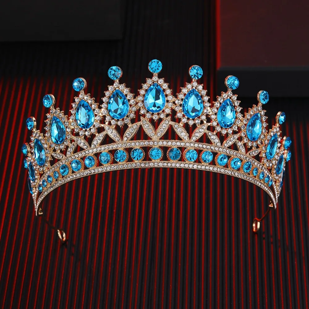 

Rhinestone Baroque Pageant Crowns Cake Decorations Luxury Crystal Queen Princess Tiara Sparkling Round Size Bridal Crowns