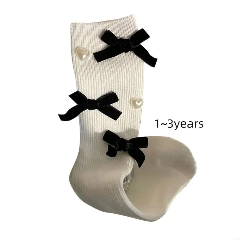 195E Calcetines tripulación con lazos, calcetines sueltos, calcetines tobilleros algodón estilo ballet, calcetines para