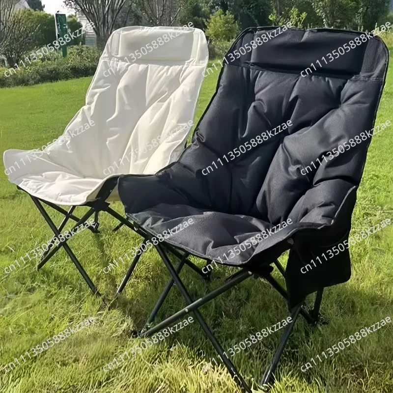 Outdoor Full Sponge Filled Fishing Chair Thickened High Back Portable Outdoor Foldable Chair with Carry Bag