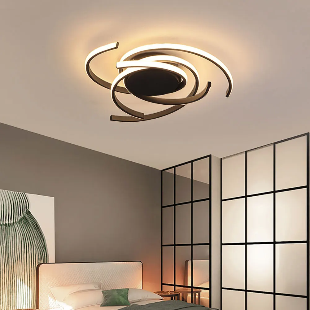 LED Bedroom Light Modern Chic Design Flush Mount Ceiling Lamp Dimmable Acrylic Panel Unique Minimalist Livingroom Pendant Light