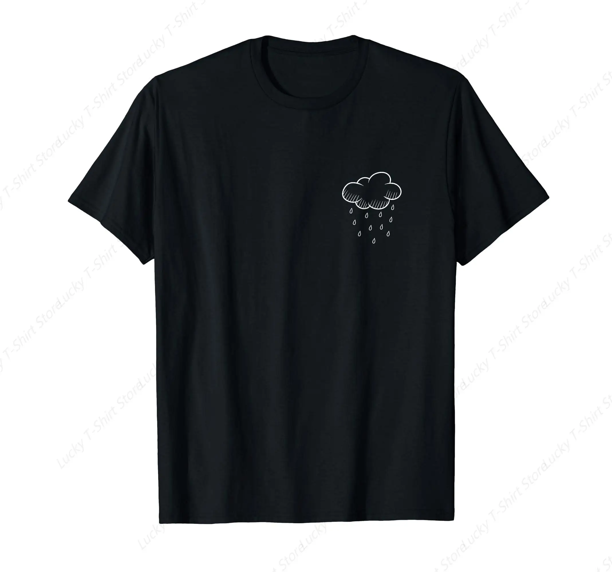 Awesome Funny White Cloud Rain Raindrop Hearts Print T-Shirt