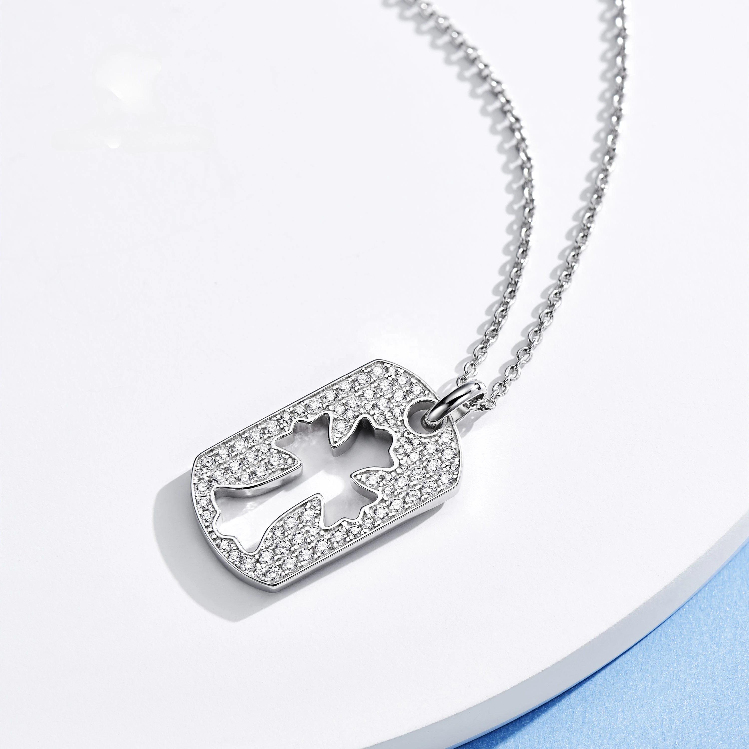 

Rochime trendy hollow cross diamond pendant necklace s925 silver rhodium plated zircon jewelry accessories women