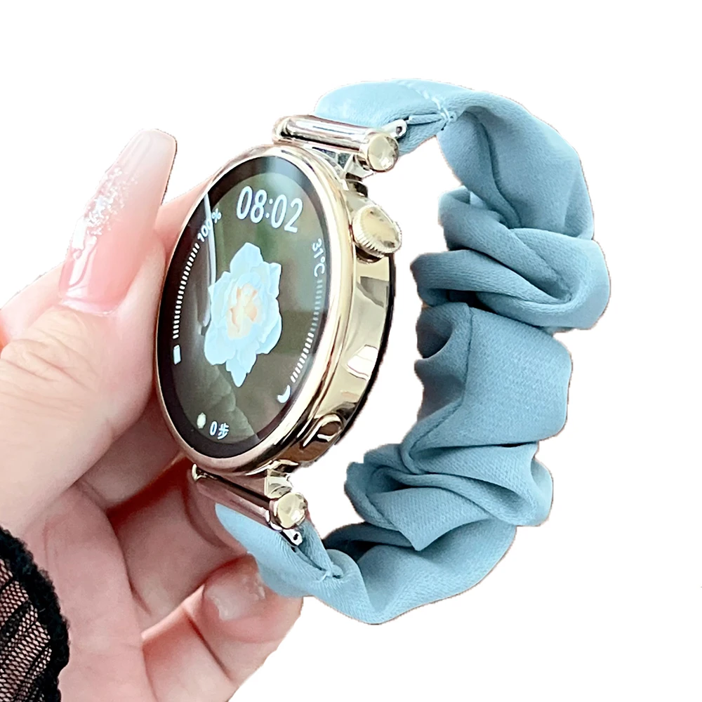 20mm Scrunchies Watch Band Elastic Replacement Strap for Women Samsung Galaxy Watch 4 5 Pro 6 7 Classic Galaxy Active 1 2 40mm