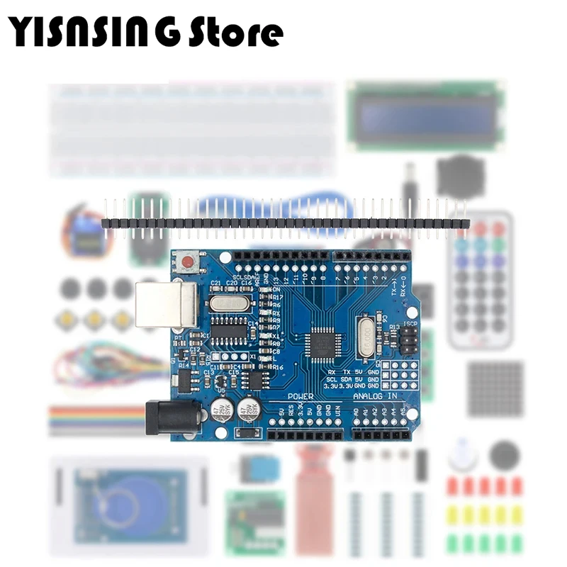 Zestaw startowy RFID do Arduino UNO R3 Ulepszona wersja Zestaw edukacyjny z elektronicznym zestawem DIY w opakowaniu detalicznym