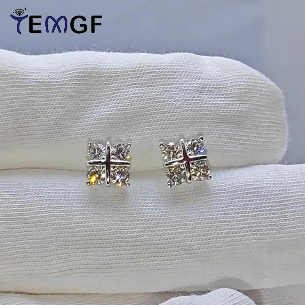 

TEMGF S925 Sterling Silver Studs 3mm Moissanite Earrings for Women Classic Fashion Design Light Elegant Niche Temperament
