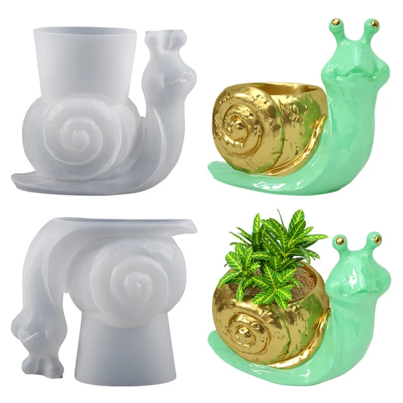 Snail Succulent Potted Silicone Mold Crystal Glue Animal Storage Three-Dimensional Plaster Decoration