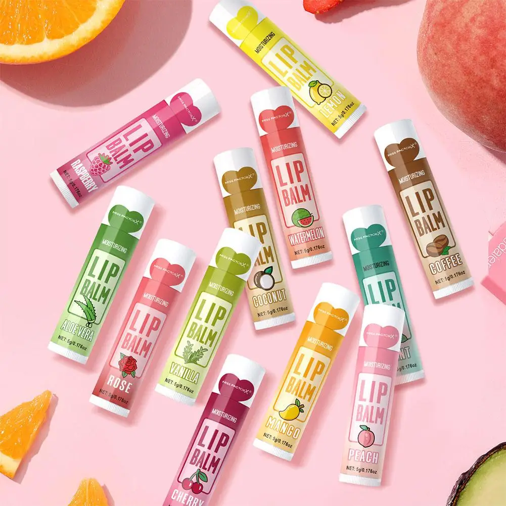 24 stks/doos 12 soorten bloem en fruit lippenbalsem set verhelderende en kleur Gift Natuurlijke geur exfoliërende lip hydraterende Q0B6