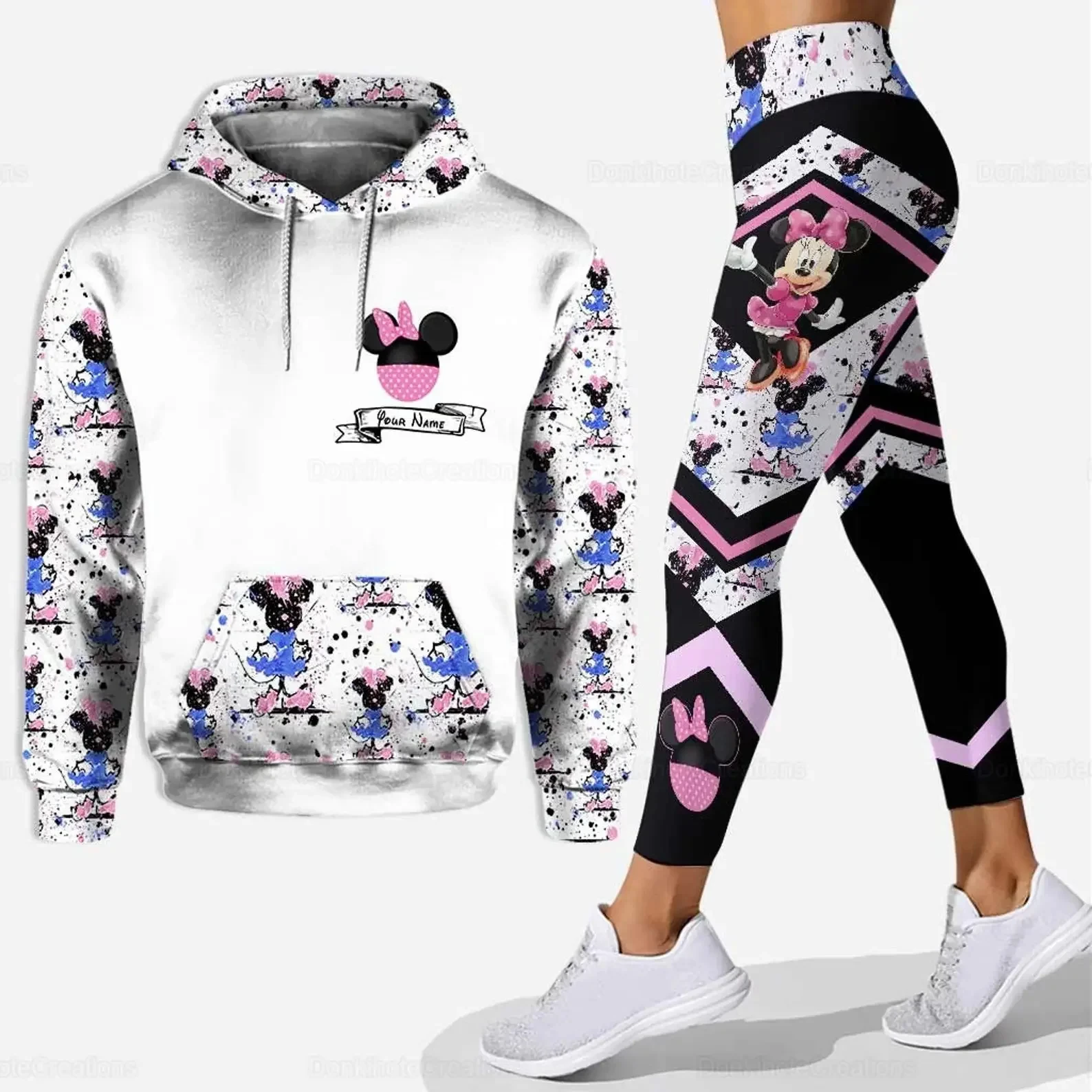 Sudadera con capucha con estampado 3D para mujer, pantalones deportivos de Yoga, ropa deportiva de Disney, novedad de 2024