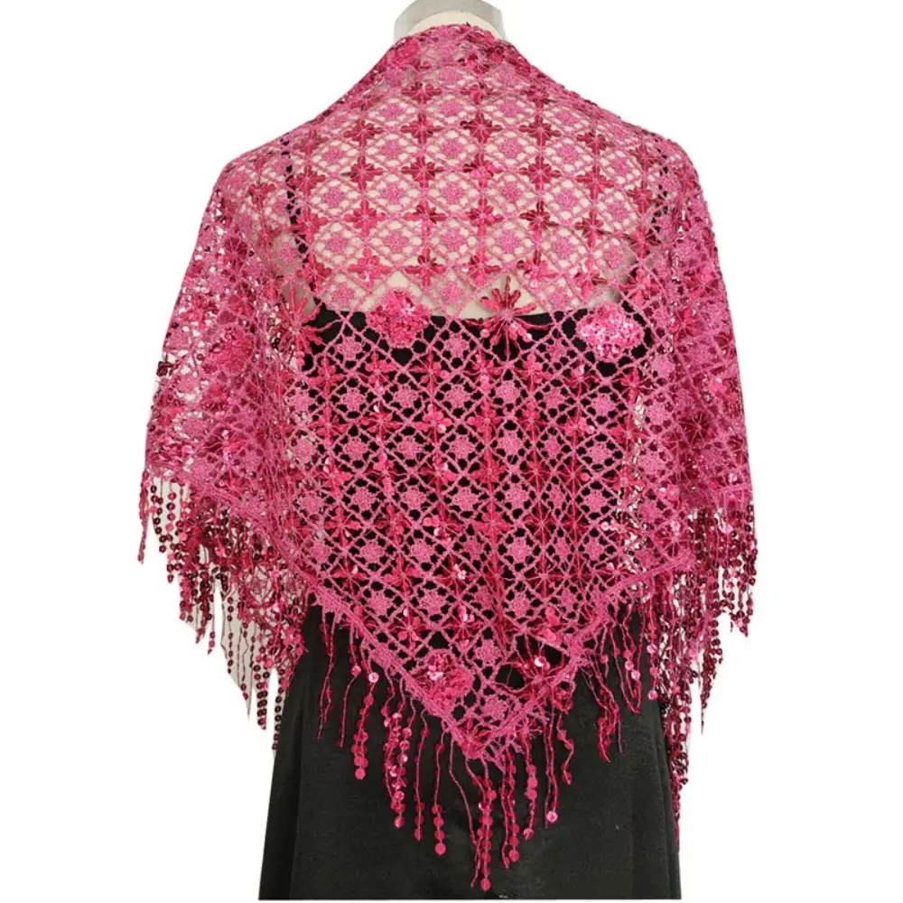 

Sequins Sequins Tassel Shawls Tassels Hollow Out Triangle Shawl Capes Multicolor Belly Dancing Scarf Banquet Evening Dresses