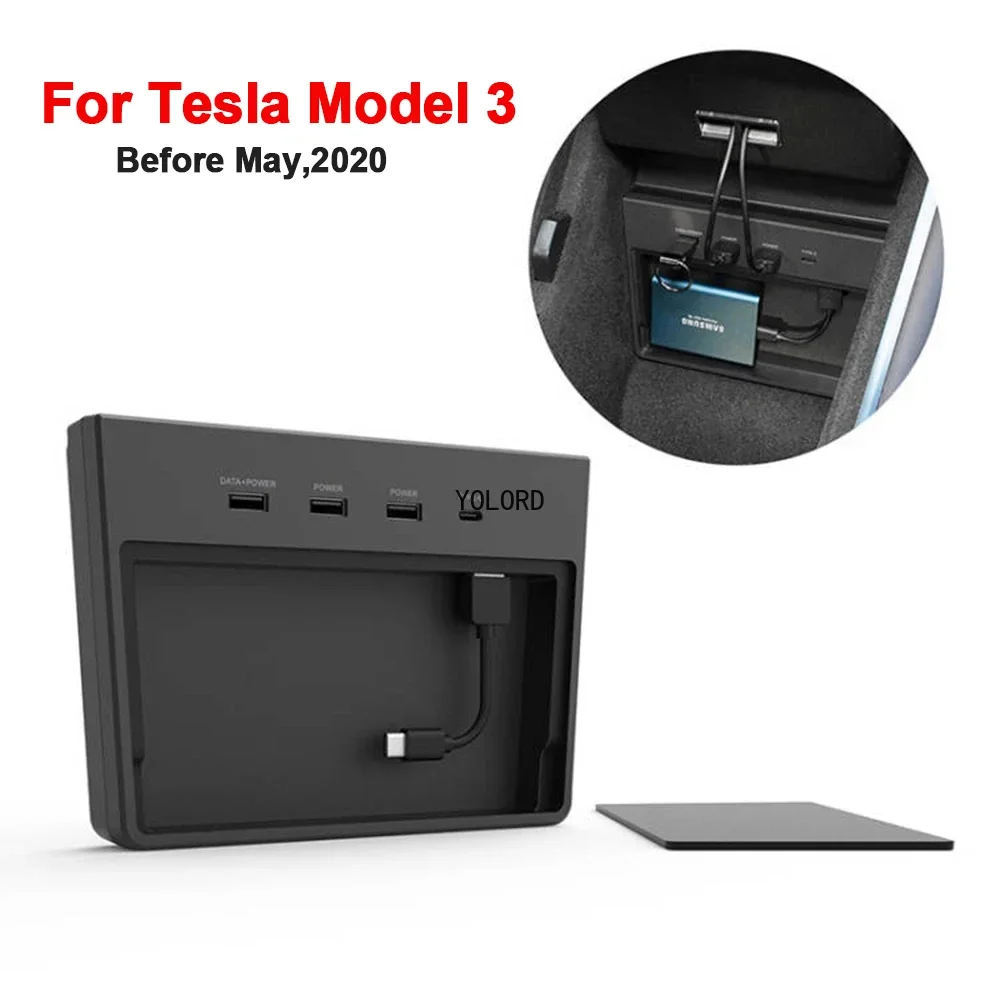 USB Hub 5 Ports Disk Sticks Storage Center Console Kit Accessorie Dock Station for Tesla Model 3