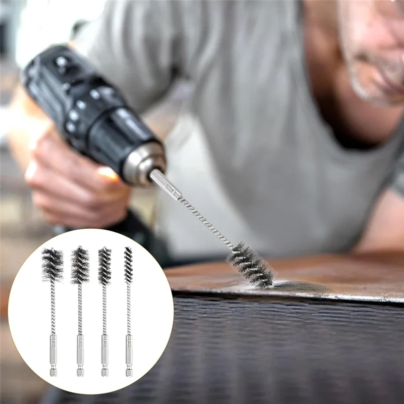 

A44Z-4 шт. проволочные щетки для дрели, набор щеток для отверстий из нержавеющей стали 3/8 дюйма, 1/2 дюйма, 3/4 дюйма, 7/8 дюйма, для сверл, портов, трубок, подшипников