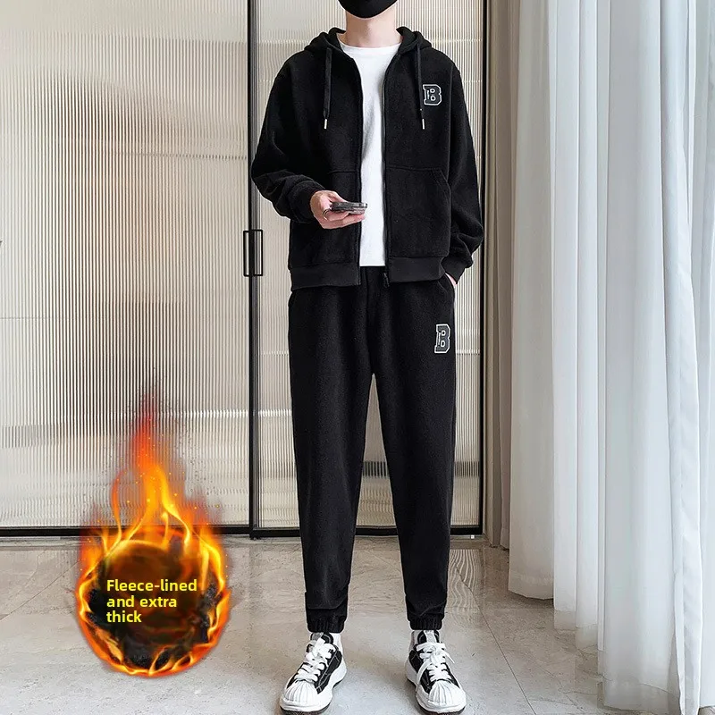 

Зимний мужской теплый кардиган, куртка, повседневный спортивный костюм, модные красивые австрийские флисовые спортивные штаны, спортивный костюм, спортивные штаны