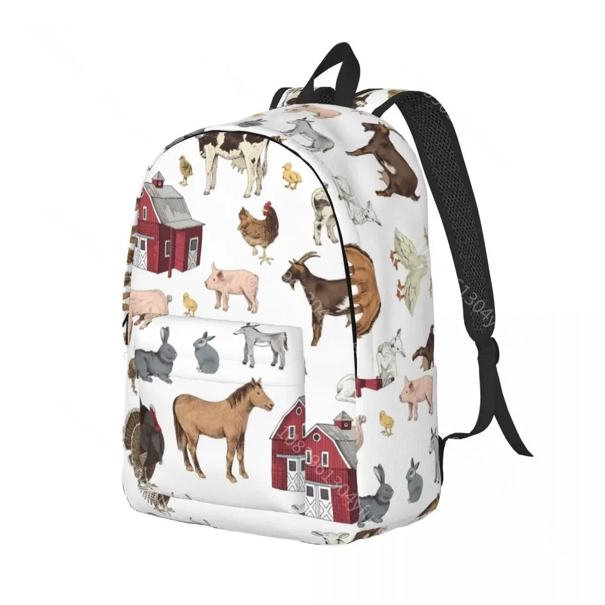 Farm Animals Backpack Farmhouse Village Pet Goose Pig Fun Backpacks Unisex College Breathable High School Bags Design Rucksack