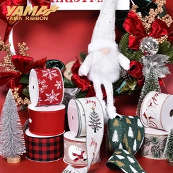 YAMA Wired Edge Ribbons for Xmas Decoration10yards/roll 50yards/roll 38mm 63mm DIY Craft Supplies Christmas Ribbon