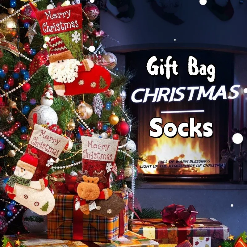 

Christmas Stockings Snowman Santa Elk Gift Holders Sock Fireplace Decor New Year Xmas Christmas Tree Pendant/Drop Ornaments