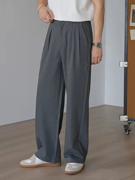 

Deep ey Workwear Men's Casual Pants No Iron Loose Straight Leg Trousers f Elastic Button Busin Casual Suit Pants