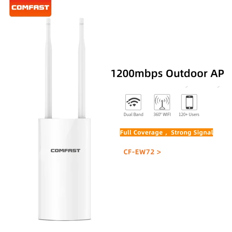 

High Power Outdoor Wireless WiFi Router AP 1200Mbps Wi-Fi Repeater Dual Dand 2.4Ghz/5Ghz Long Range Extender Coverage CF-EW72