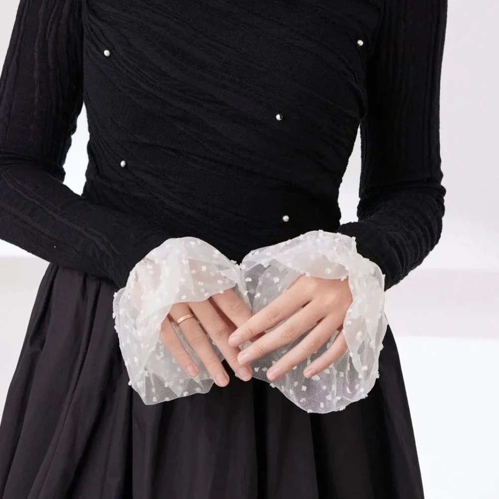 

Элегантные кружевные кружевные манжеты, тонкие съемные съемные искусственные рукава, женский браслет с рюшами