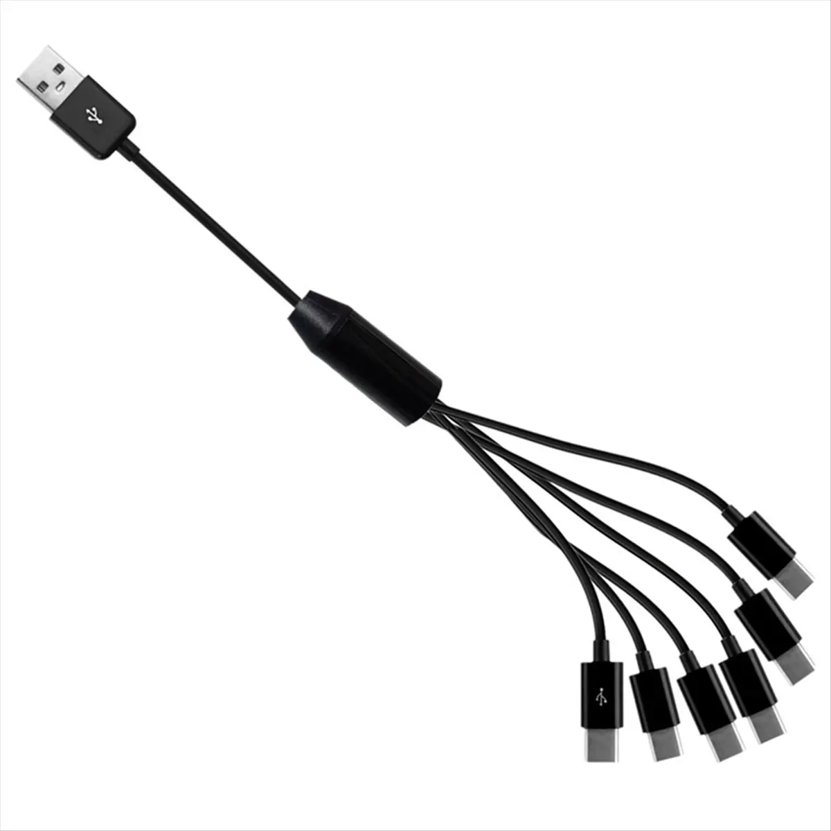 T35C 6-In-1 USB Type C Splitter Cable C Data Transmission Charing Cable for Phone Tablet 1.5m