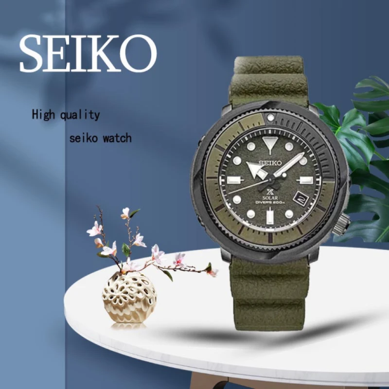 Часы SEIKO мужские, брендовые светящиеся спортивные парные с круглым циферблатом, проспект SNE537, с силиконовым ремешком