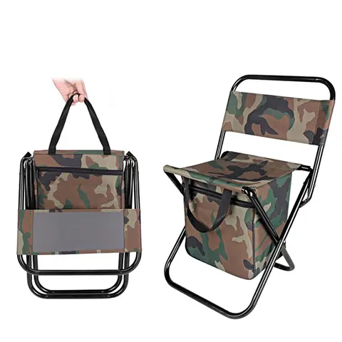 쿨러 백이 포함된 2-in-1 접이식 낚시 의자 - 등받이가 있는 휴대용 경량 의자 |   야외 캠핑 및 낚시 장비